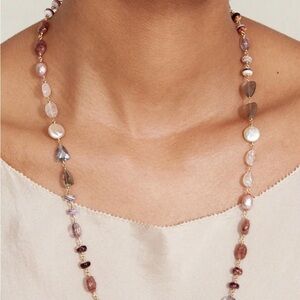 CHAN LUU NEW Maeve Multi-Color Beaded Necklace gemstone pearl in lavender mix